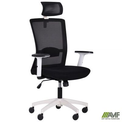 Офісне крісло AMF Uran White HR сиденье Сидней-09/спинка сітка SL-00 чорна Зображення