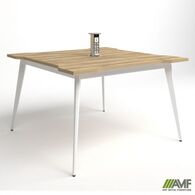 Стіл AMF переговоров+Розетка Delta DL-110 (1190х1190х750мм) Блэквуд Ячменный/Каркас білий Зображення