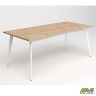 Стіл AMF Стол+USB Delta DL-107 (1790х900х750мм) Блэквуд Ячменный/Каркас білий Зображення