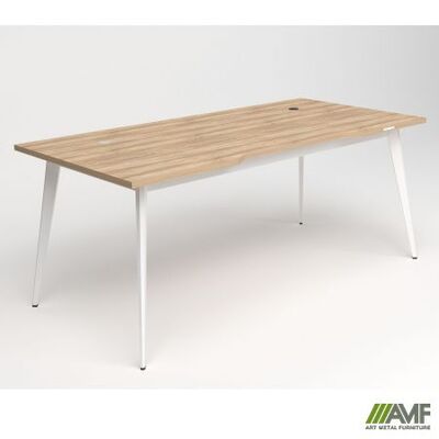 Стіл AMF Стол+USB Delta DL-107 (1790х900х750мм) Блэквуд Ячменный/Каркас білий Зображення