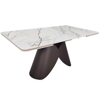 Стіл AGNES CERAMIC 160(240)*90 білий позолочений мат/коричневий Зображення