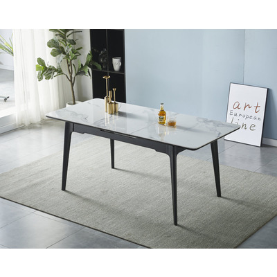 Стіл BERLIN CERAMIC 140(180)*80 білий глянець/чорний каркас Зображення