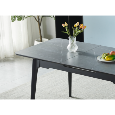 Стіл BERLIN CERAMIC 140(180)*80 сірий мат/чорний каркас Зображення