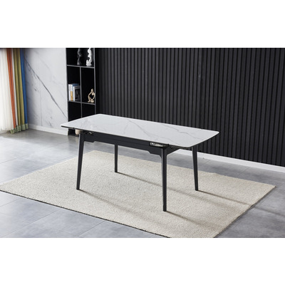 Стіл BONN CERAMIC 130(180)*80 білий глянець/чорний каркас Зображення