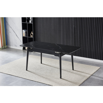 Стол BONN CERAMIC 130(180)*80 черный мат/черный каркас Изображение