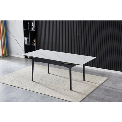 Стіл BONN II CERAMIC 140(200)*90 білий глянець/чорний каркас Зображення