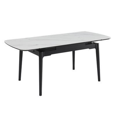 Стіл DUBLIN CERAMIC 120(180)*80 білий глянець/чорний каркас Зображення