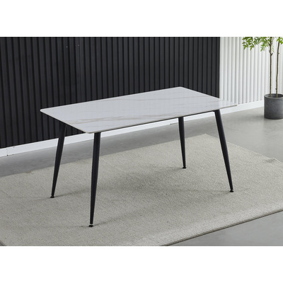 Стіл KING CERAMIC 140*80 білий глянець/чорний мат каркас Зображення