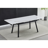 Стіл MADRID CERAMIC 120(180)*85 білий глянець/чорний каркас Зображення