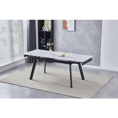 Стіл OSLO CERAMIC 120(180)*80 білий глянець/чорний каркас Зображення