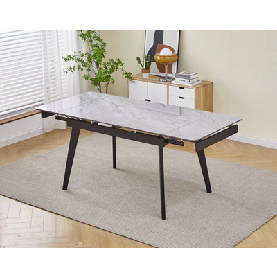Стіл OSLO CERAMIC 120(180)*80 сірий глянець/чорний каркас Зображення