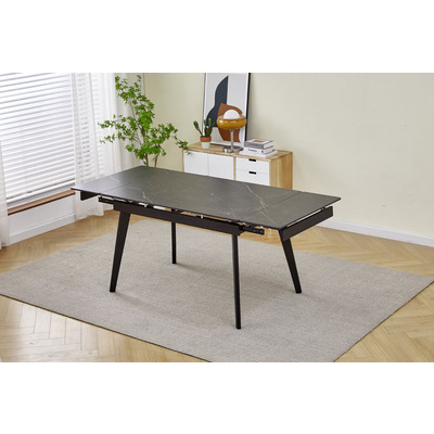 Стол OSLO CERAMIC 120(180)*80 черный мат/черный каркас Изображение