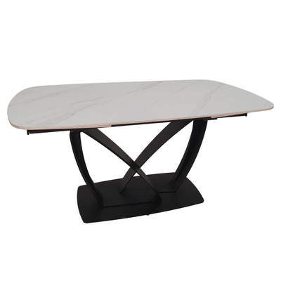 Стол TYLER CERAMIC 160(240)*90 белый мат/черный Изображение