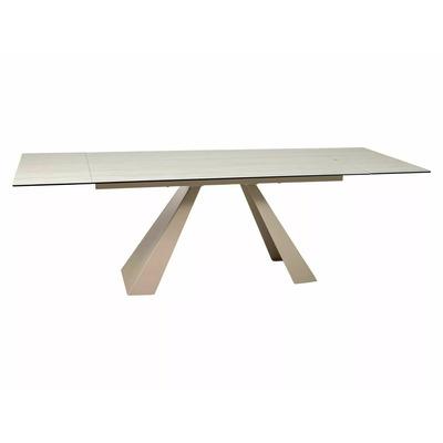 Стол SALVADORE CERAMIC 160(240)*90 бежевыйевый травертин/кашемир Изображение