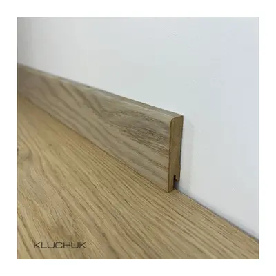 Плінтус МДФ шпонований Kluchuk Дуб срібний 80х12х2000 мм MDF-D8004 Зображення