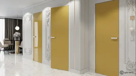 Двері прихованого монтажу Цех 72 Prestige Glass з алюмінієвим торцем, відкривання на себе (Outside) Зображення