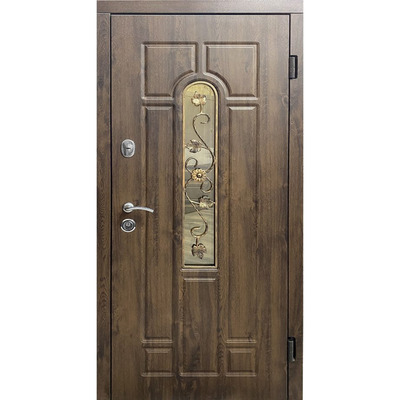 Вхідні двері Redfort Арка з ковкою вуличні Дуб бронзовий (ПВХ-02) 860/960×2040 мм Зображення
