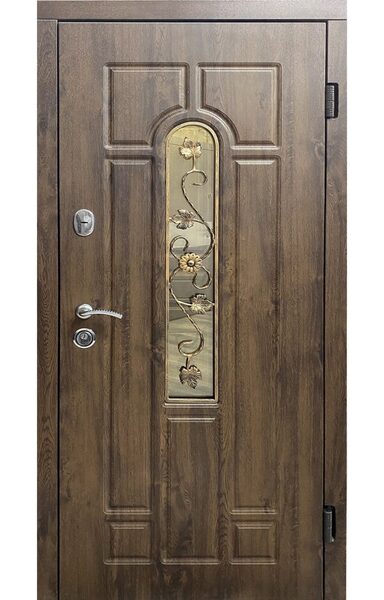 Вхідні двері Redfort Арка з ковкою вуличні Дуб бронзовий (ПВХ-02) 860/960×2040 мм Зображення