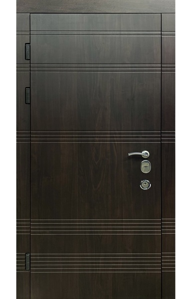 Вхідні двері Redfort Паралель вуличні Темний горіх (ПВХ-80) 860/960×2040 мм Зображення