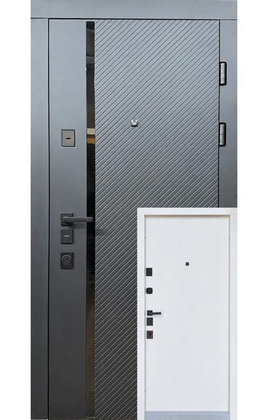 Вхідні двері Redfort Магнат для квартири Чорний AntiScratch (Vesdecor) / Білий супермат 860/960×2040 мм Зображення