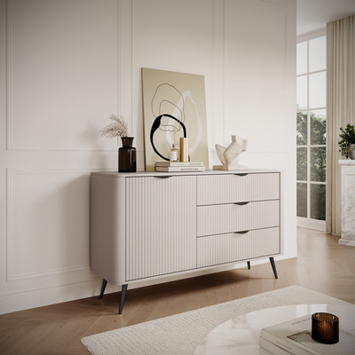 Комод Perfect Home Ланте / Lante 1-дверный с 3-мя выдвижными ящиками и черными ножками 1D3S/138 Беж Изображение