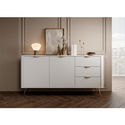 Комод Perfect Home Ланте / Lante 2-дверный с 3-мя выдвижными ящиками и золотыми ножками 2D3S/163 Белый Изображение