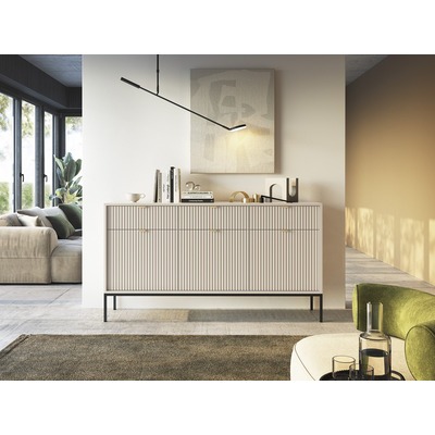 Комод Perfect Home Нова / Nova 3-дверный с 3-мя ящиками и черными ножками KSZ154 Кашемир Изображение