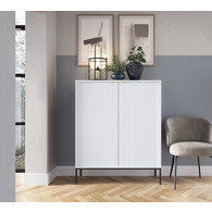 Комод високий Perfect Home Нова / Nova 2-дверний з чорними  ніжками K104 Білий Зображення