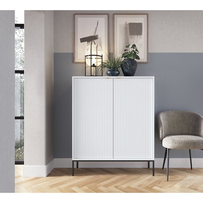 Комод високий Perfect Home Нова / Nova 2-дверний з чорними  ніжками K104 Білий Зображення