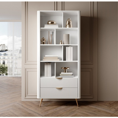 Стелаж Perfect Home Ланте / Lante 2S з 2 шухлядами і золотими ніжками Білий Зображення