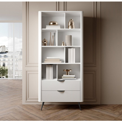 Стеллаж Perfect Home Ланте / Lante 2S с 2-мя выдвижными ящиками и черными ножками Белый Изображение