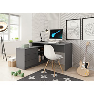 Стіл офісний письмовий Perfect Home Тео / Teo 3S/138 з 3 шухлядами Графіт Зображення