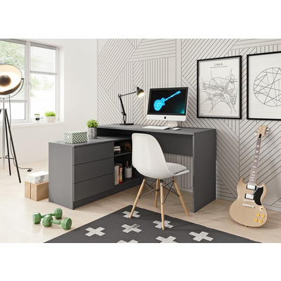Стол офисный письменный Perfect Home Тео / Teo 3S/138 с 3-мя ящиками Графит Изображение