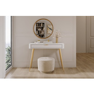 Стіл туалетний Perfect Home Ланте / Lante 1S/100 з 1 шухлядою і золотими ніжками Білий Зображення