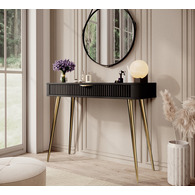Стіл туалетний Perfect Home Ланте / Lante 1S/100 з 1 шухлядою і золотими ніжками Чорний Зображення
