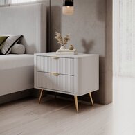 Тумба приліжкова Perfect Home Ланте / Lante з 2 шухлядами і золотими ніжками 2S Білий Зображення