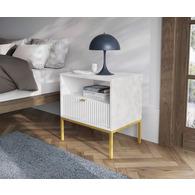 Тумба приліжкова Perfect Home Нова / Nova з 1 шухлядою і золотими ніжками S54 Білий Зображення