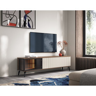 Тумба під ТВ з підсвіткою Вічі / Vici RTV180 3-дверна Горіх/кашемір Perfect Home Польща Зображення