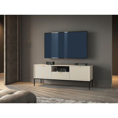 Тумба под телевизор Perfect Home Нова / Nova 2-дверная с 1 ящиком и черными ножками RTV154 Кашемир Изображение