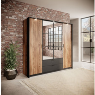 Шафа для одягу Perfect Home Мілтон / Milton 4-дверна з дзеркалом 4D2S/220 Каштан/антрацит Зображення