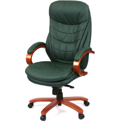 Кресло АКЛАС Валенсия Soft EX MB (Кожа Lux LC Green/PU Green) Изображение