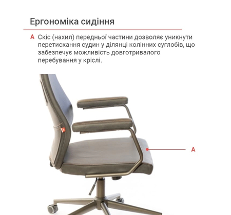 Крісло АКЛАС Ронін CH TILT (PU Wax 424 Чорно-сірий) Зображення
