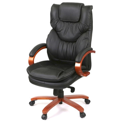 Кресло АКЛАС Флорида EX MB GB-233WW (Кожа LC-A Black/PU Black) Изображение