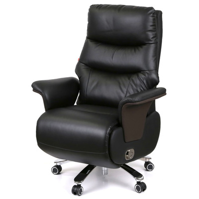 Крісло АКЛАС Отаман з електроприводом (Шкіра LC-A Black/PU Black) Зображення