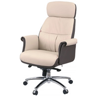 Крісло АКЛАС Драгобрат AL MB (Шкіра LC-F Beige/PU Dark brown) Зображення
