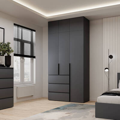 Шафа розпашна комбінована з антресоллю №2 Art in Head Light 1200х2600х500 Графіт сірий (A2LTK027000000) Зображення