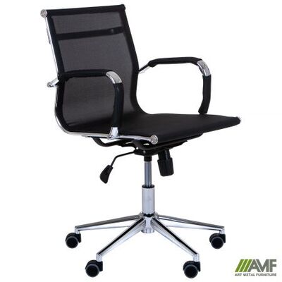 Кресло для руководителя AMF Slim Net LB Хром Tilt сетка черная Изображение