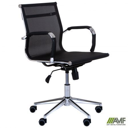 Крісло для керівника AMF Slim Net LB Хром Tilt сітка чорна Зображення