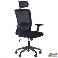 Офісне крісло AMF Uran Black HR сиденье Нест-01 чорна/спинка сітка SL-00 чорна Зображення