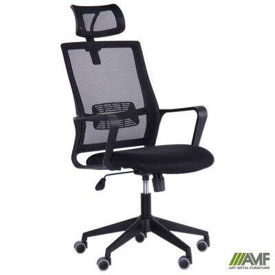 Офісне крісло AMF Matrix HR сиденье А-1/спинка сітка чорна Зображення
